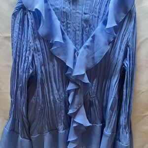 Bethany Lowe Blue Ruffled Pleated Blouse boho sheer coquette romantic